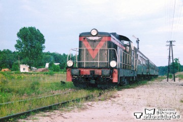 Bełżec 27.06.1992. Pociąg z Przeworska. Lokomotywa SP42-015.
