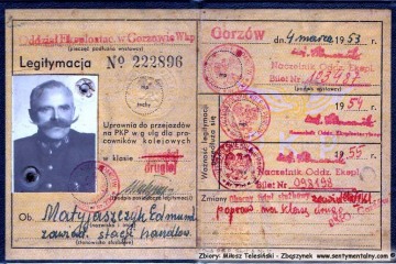 Legitymacja jedynego zawiadowcy stacji Płoica - Bolemin, Pana Edmunda Matyjaszczyka. 1953-55.