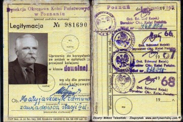 Legitymacja jedynego zawiadowcy stacji Płoica - Bolemin, Pana Edmunda Matyjaszczyka. 1966-68.