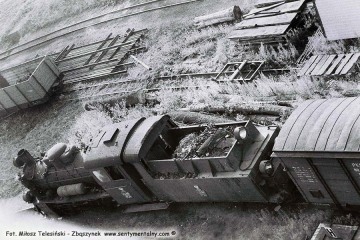 Px48-1724 Widok z wieży wodnej na parowozowni w Opalenicy w dniu 03.07.1986. Podczas wchodzenia bardzo mi pomógł robotnik stacyjny Pan Maryś.