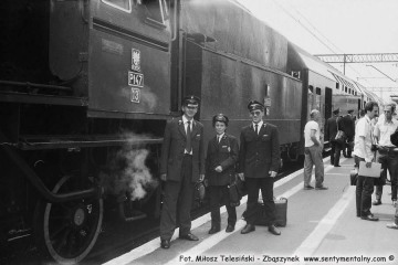 Drużyna ostatniego pociągu parowego na stacji Lublin w dniu 30.06.1988