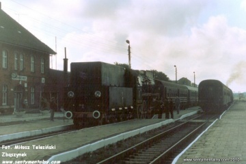 Pociąg specjalny Gniezno - Żnin na stacji Janowiec Wlkp. w dniu 09.09.1988.