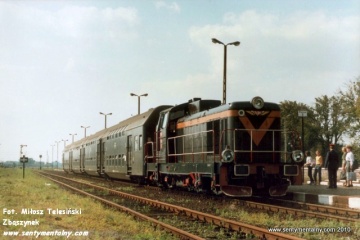 Pociąg Leszno - Ostrów Wlkp. w Krobi, dnia 10.09.1988.