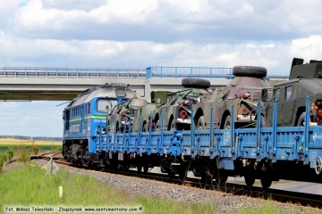 Chociszewo Rogoziniec ST44 - 1206 w dniu 05.05.2019. Transport wojskowy w stronę Międzyrzecza, do celowo do Trzemeszna.