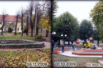 Plac Wolności 2008 - 2009. Fontanna przed i po remoncie.
