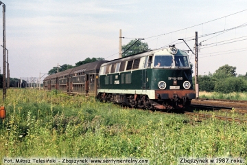 SP45-095 z Międzyrzecza (Gorzowa Wlkp.) wjeżdża na osobowy. Lato 1987.