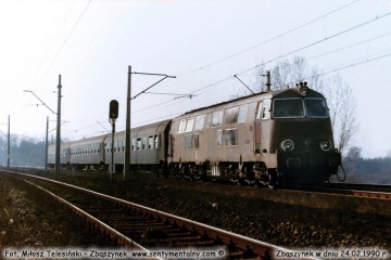 SP45 remontowana w Z.N.T.K. podczas próbnej jazdy w dniu 24.02.1990.