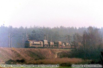Transport wojskowy minął nastawnię "Chlastawę" w stronę Zbąszynka w dniu 24.02.1990.
