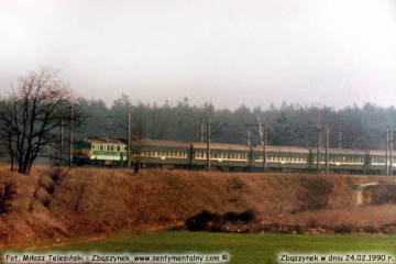Pośpieszny Warszawa - Berlin zbliża się do Zbąszynka w dniu 24.02.1990