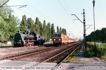 EP09-023 z ekspresem Berlin - Warszawa "Berolina", zbliża się do peronów w dniu 01.07.1995
