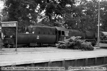 Zbąszynek w dniu 01.09.1986. Ty2-262 z pociągiem do Międzychodu.