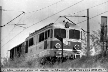 Zbąszynek w 1987 roku. ST43-265 zbliża się do Zbąszynka z kierunku Leszna.