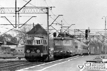 SP45-095 i EP05-16 z "Berolina" wjeżdża w perony 23.05.1987.