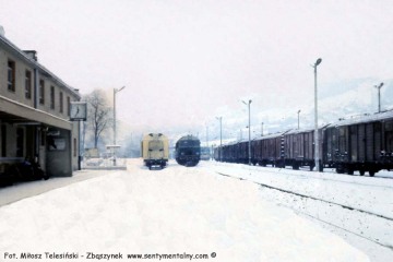 SU46-041 na stacji Muszyna w lutym 1985.