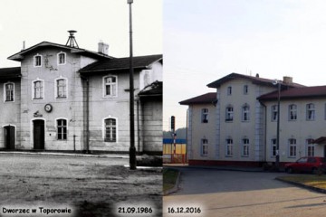 Dworzec w Toporowie w 1986 i 2016 – porównanie po 30 latach.