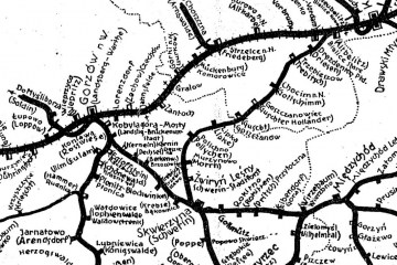 1945 Pierwsze nazwy po wojnie, na podstawie mapy niemieckiej z 1938 roku.
