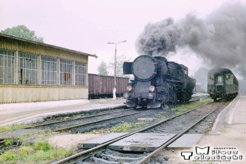 Ty2-239 w Węgorzewie objeżdża skład do Kętrzyna w dniu 11.09.1990.