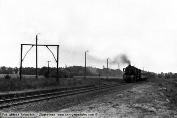 Płonica - Bolemin 19.09.1986. Zbliżający się pociąg z Rudnicy do Gorzowa Wlkp.