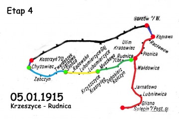 Czwarty etap mówi już o jej ostatecznym kształcie, to jest połączeniem kolei państwowej i prywatnej w Rudnicy i likwidacją w 1945 trasą do Sulęcina.
