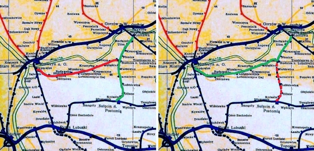 Ogólny widok zmiany roli stacji Rudnica i linii Zieleniec - Sulęcin, która w 1945 roku, została podzielona, dołączona do kolei prywatnej, tworząc połączenie Zieleniec - Chyrzyno. Odcinek Rudnica - Sulęcin, odszedł w zapomnienie.