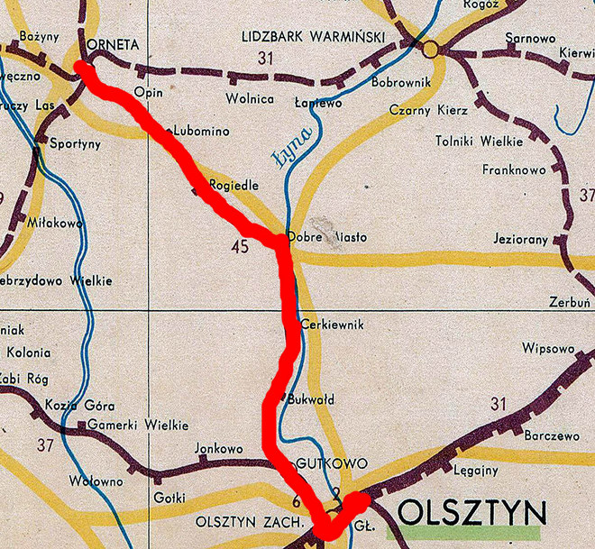 Stacje i przystanki na linii Olsztyn - Orneta
