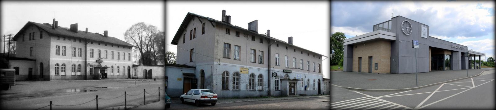 Dworzec w Strzelcach Krajeńskich Wschód w roku 1990, 2009, 2021.