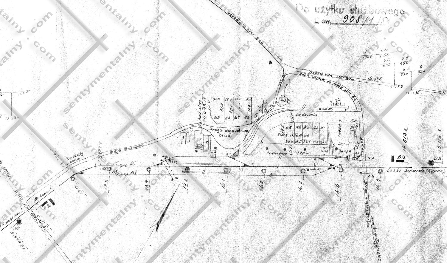 Plan stacji Rychtal z 1947 roku.