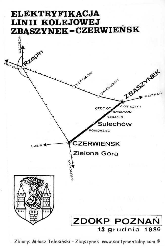 Broszura okolicznościowa z okazji otwarcia elektryfikacji Zbąszynek - Czerwieńsk w dniu 13.12.1986.