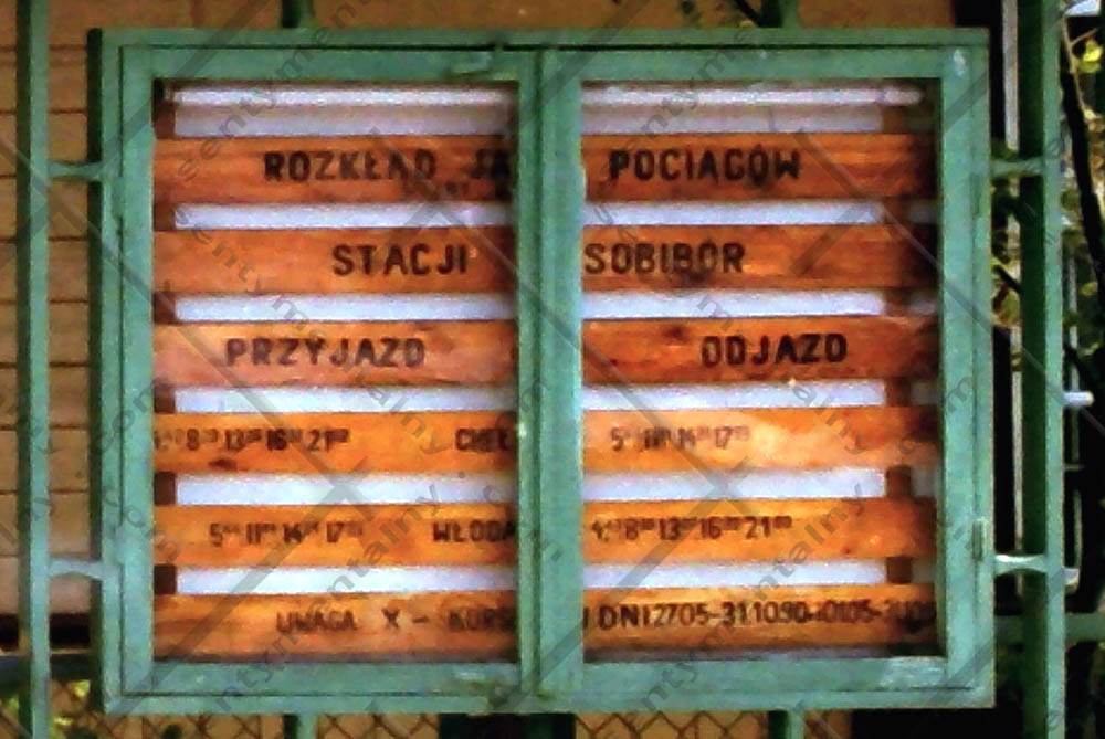 Rozkład jazdy pociąhów na stacji Sobibów z roku 1990/1991.