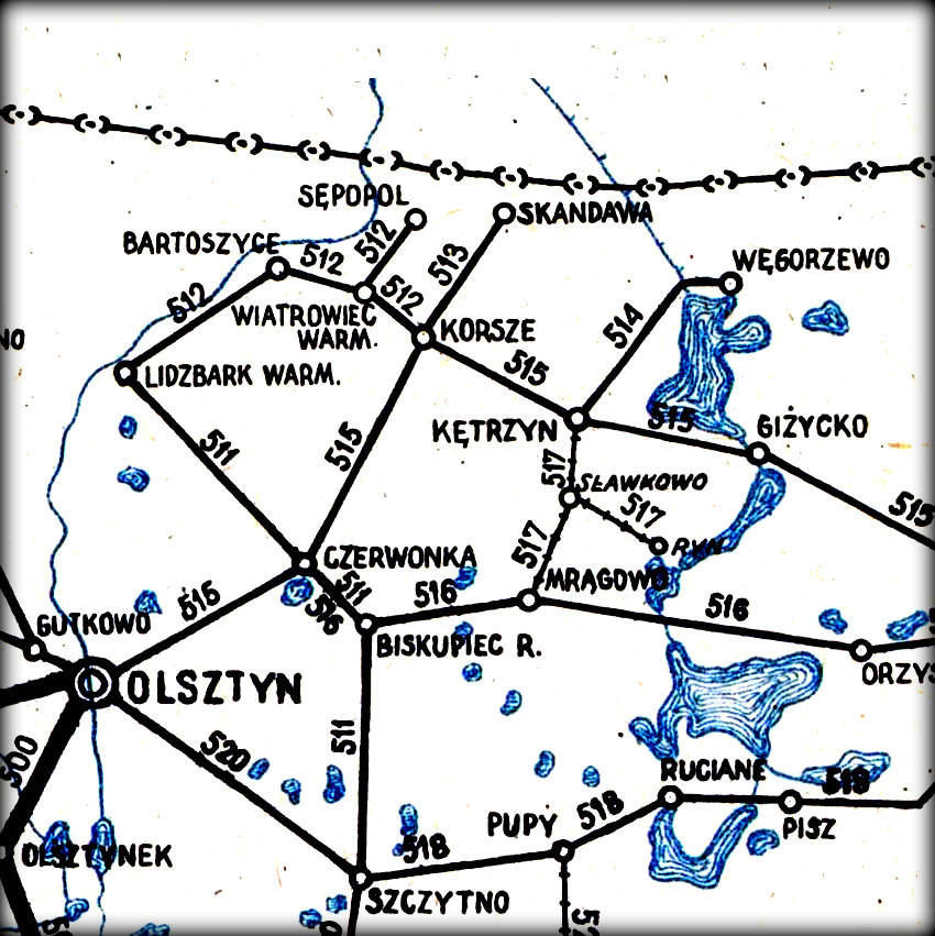 Mapka z rozkładu jazdy 1951/52.