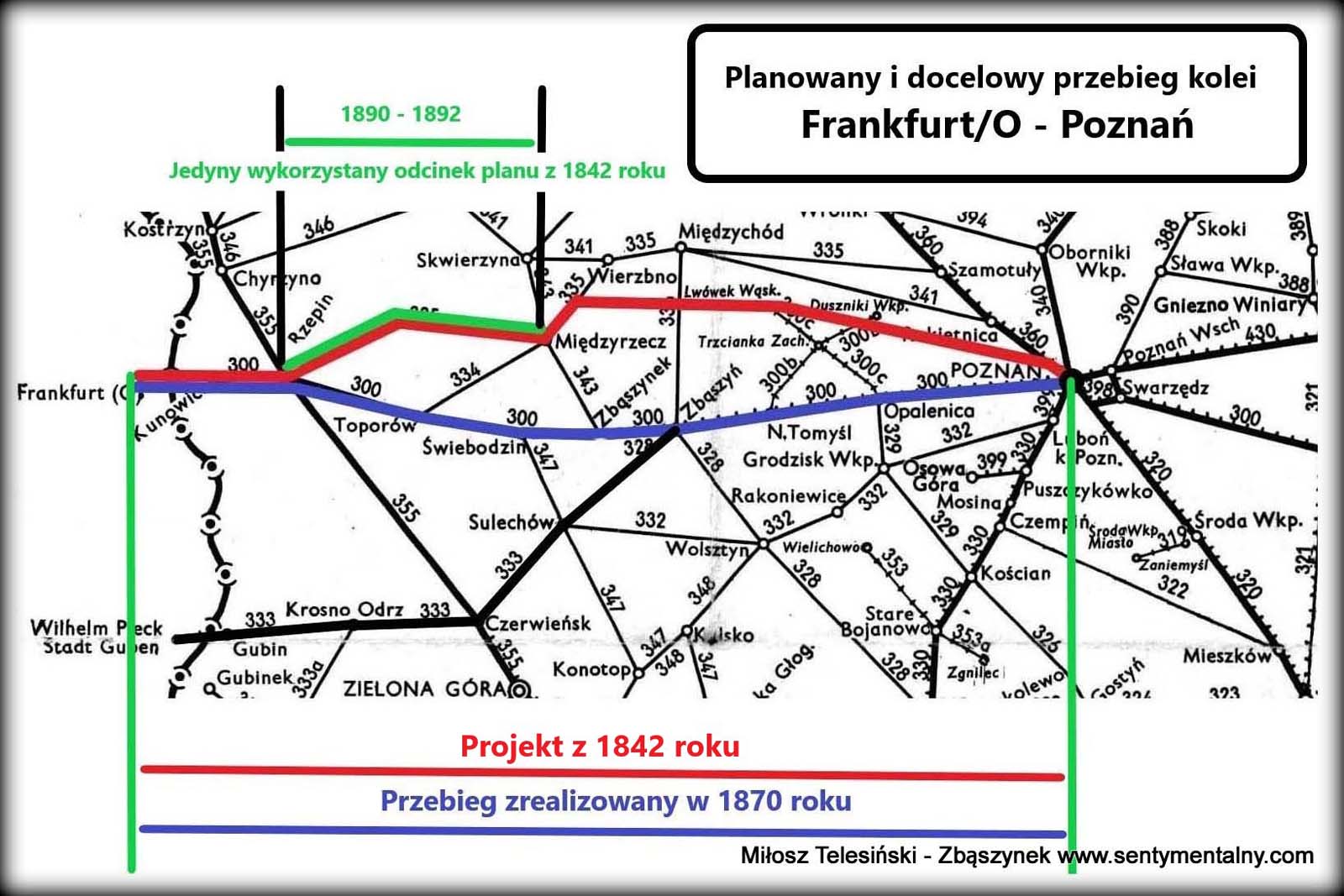 Porównanie planów kolei Frankfurt – Poznań.