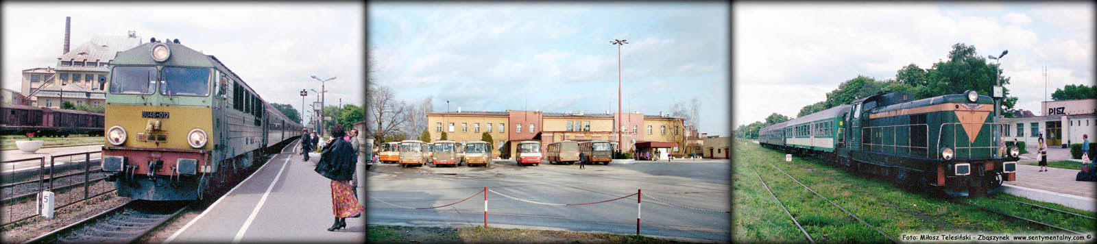 Od lewej SU46-012 w Szczytnie z pociagiem do Ełku dnia 21.06.1993, Ełk w dniu 22.02.1995, SP42-z osobowym do Ełku w dniu 21.06.1993.